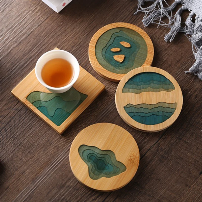 

1pc Coasters Placemat Bamboo waterproof insulation pad Tea Coffee Cup Pad Kitchen table decoration table coaster Plate Mat