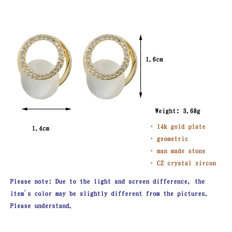 

ONYSS Women Accessories Opal Stone Hollow Out CZ Crystal Stud Earring 2021 Wholesale