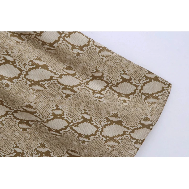 

Vintage Elegant Snakeskin Printed Dress Women Sexy Fashion V-Neck Backless Strap Dresses Female Chic Vestidos