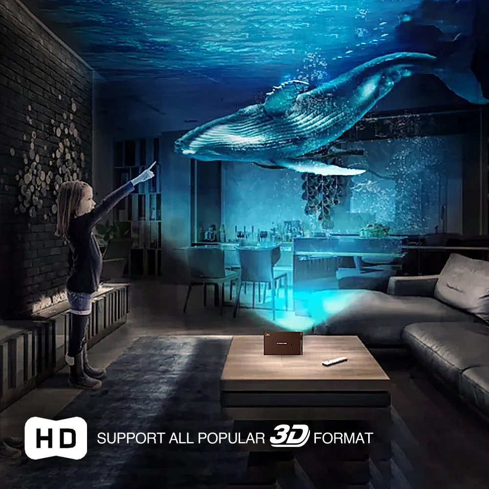 EUG видео проектор беспроводной Airplay высокое качество звука 720P Разрешение Большой