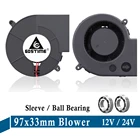 1 шт.Gdstime 9733 DC 12 В 24 В турбонагнетатель 97 мм 97x33 мм выхлопной вентилятор для барбекю большой воздушный поток центробежный охладитель турбины охлаждающий вентилятор
