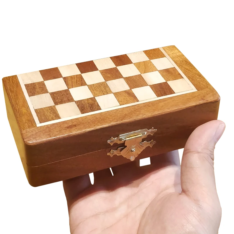 Высококлассный Магнитный супер мини шахматный ящик из массива дерева