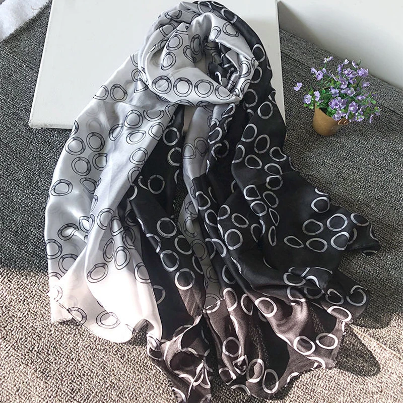 Шелковистый носовой платок шарф палантин для весны лета тонкий стиль унисекс