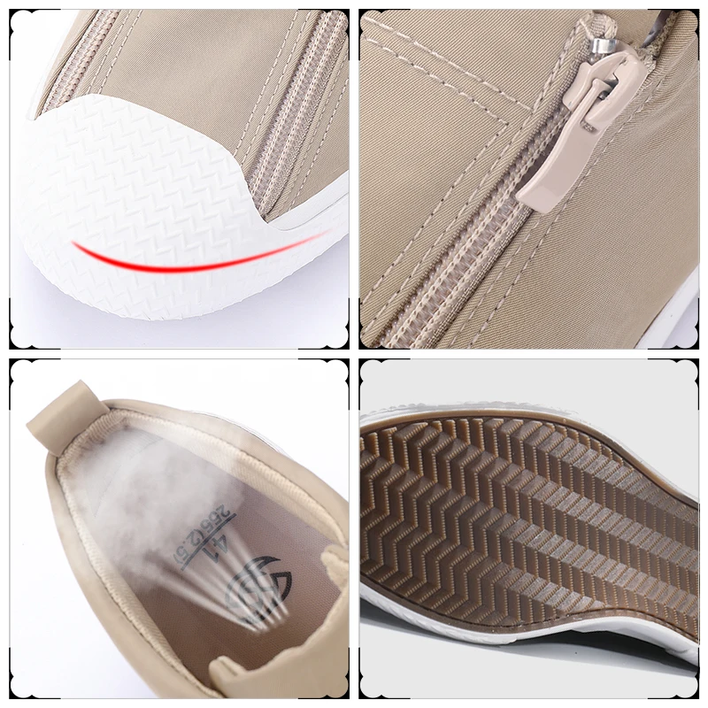 Кроссовки мужские парусиновые дышащие на плоской подошве с двойным рядом молний