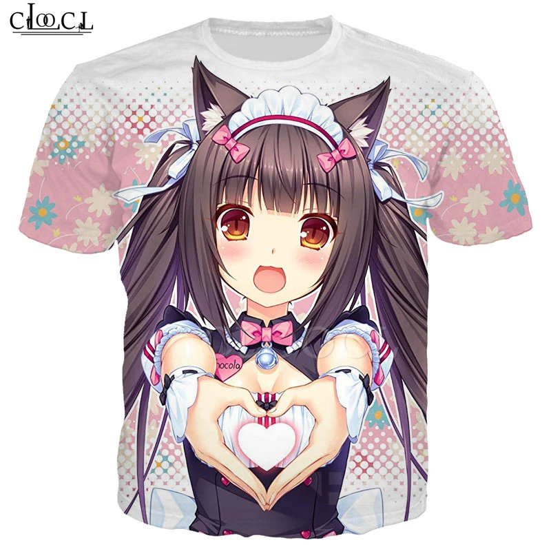 Новый стиль аниме Nekopara Chocola Ванильная Милая футболка для девочек 3D печать унисекс