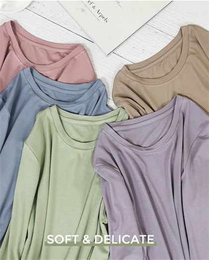 

anti-static smooth knitted Woman T-shirts solid color basic long sleeve V neck 2020 autumn fashion tops