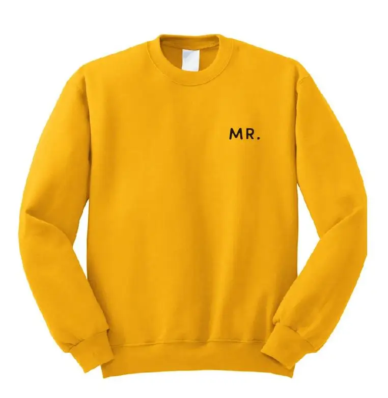 yellow t black MR Кружки мистер и миссис просто женатый свитер помолвка анонс медовый месяц рубашка туристическая невеста, чтобы быть женихом соответствующие Топы Свадебный медовый месяц - Цвет: yellow t black MR