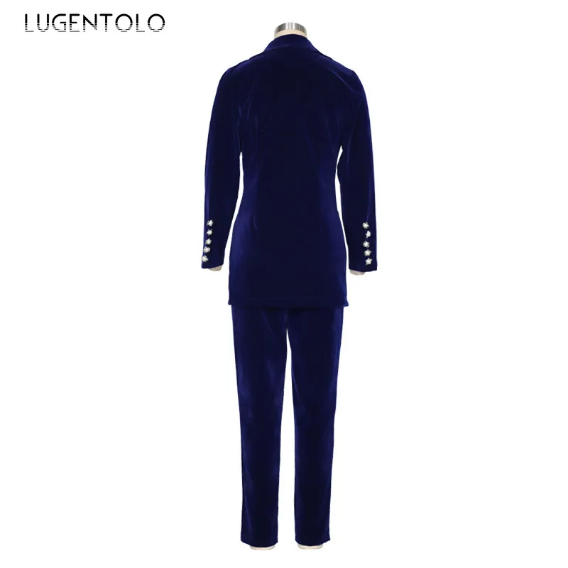 

Lugentolo Suits 2-piece Set Women Spring Long Sleeve Slim Button Suit Ladies Casual Straight Long Apnts Elegant Sets