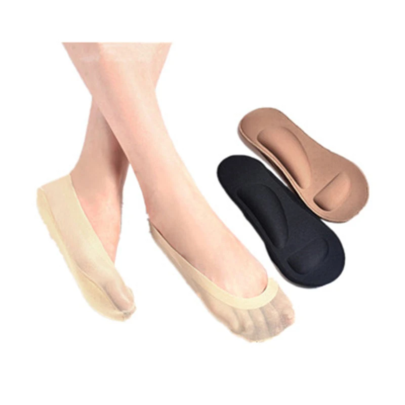 

3d Silk Socks Three-dimensional Shallow Mouth Nothing Trace Invisible Socks Massage Sponge Bottom Socks Silica Gel Non-slip