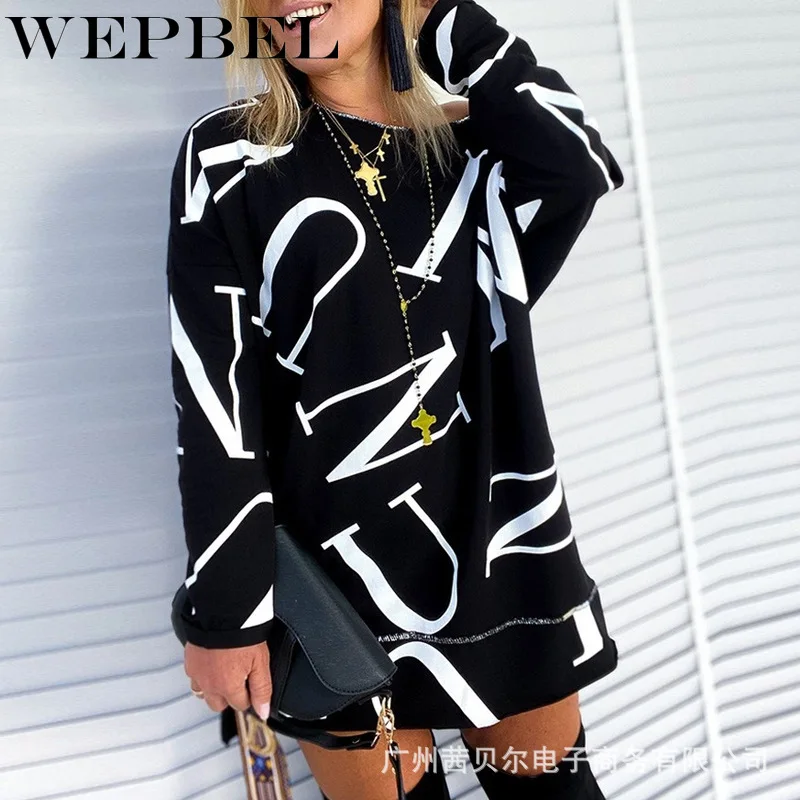 

WEPBEL Oversized Sweatshirts Women's Casual Crewneck Autumn Print Hoodies Long Sleeve Loose Pullover Sweatshirt Tops
