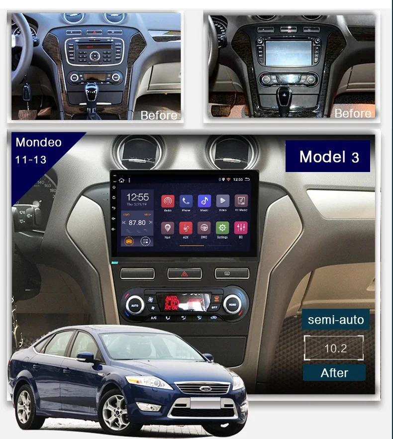 Автомобильный радиоприемник на Android 10 дюймов стерео для Ford Mondeo 2011-2013