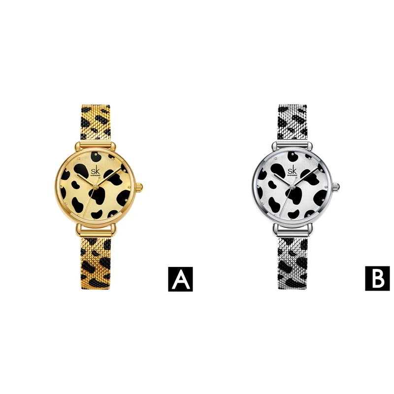 

SHENGKE Fashion Casual Women's Watches Quartz Leopard Wristwatches Alloy Band Watch