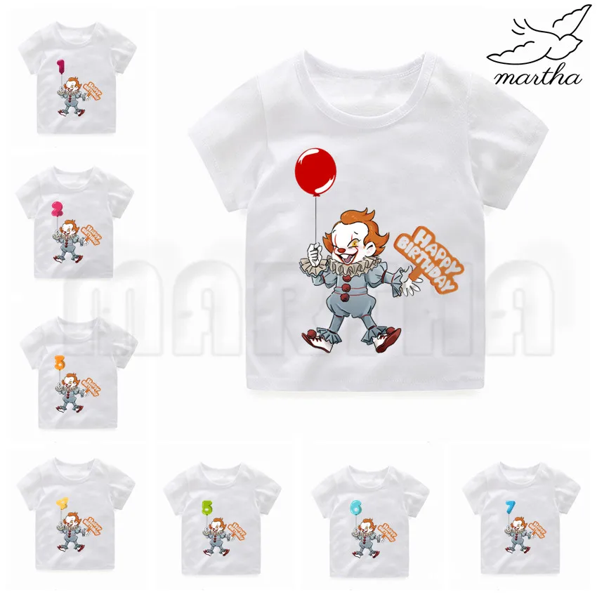 Детская футболка с забавным принтом It Joker С Днем Рождения Короткие футболки для