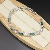 funmode luxury design green cubic zircon charm bracelets women bracelets accessories pulsera wholesale fb136