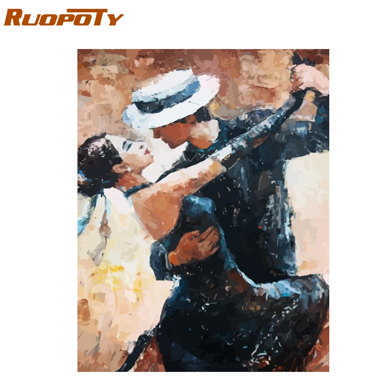RUOPOTY рамка для влюбленных, рисунок DIY, картина по номерам, акриловая Картина на холсте, украшение для дома, уникальный подарок, современная настенная художественная картина