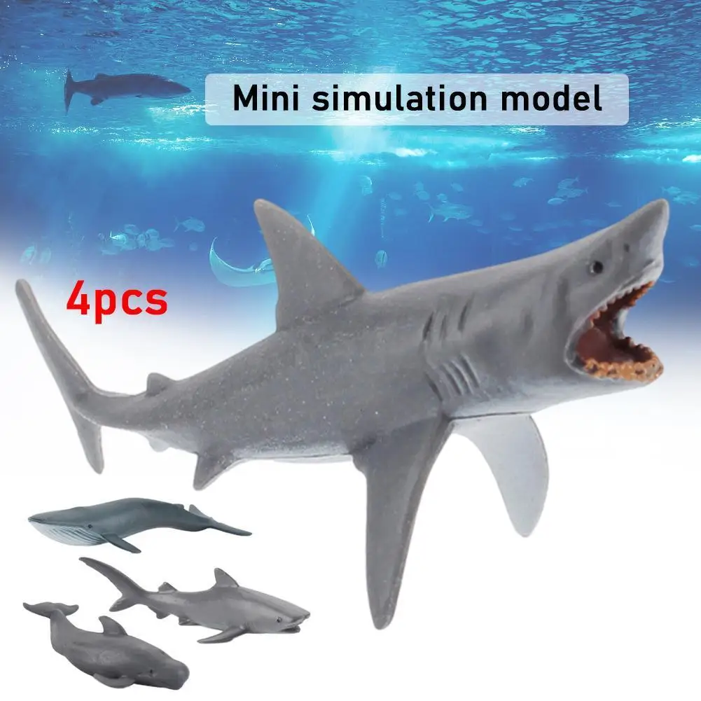 

Mini Shark Toy marine life model blue whale great white cognitive ornaments education early hand-made whale shark
