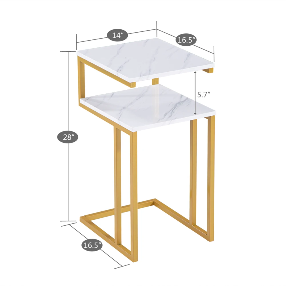 

(42 x 35.5 x 71)cm C-Type Side Table Double-Layer Gold Marble Sticker