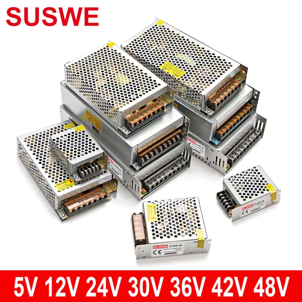

SUSWE Adjustable DC power regulator switching power 8V 9V10V12V 2V 5V 6V 14V 15V24V power adapter 1A 2A 5A 6A 8A 220V to12V