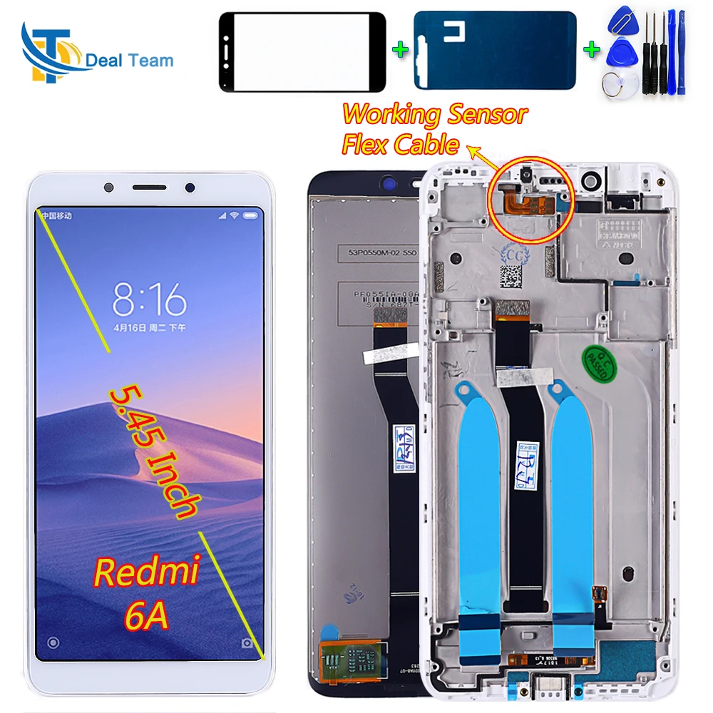По сделке команда 5,45 дюймов ЖК-дисплей для Xiaomi Redmi 6A сенсорный экран 1440*720 дигитайзер сборка для Redmi 6 рамка с бесплатными инструментами