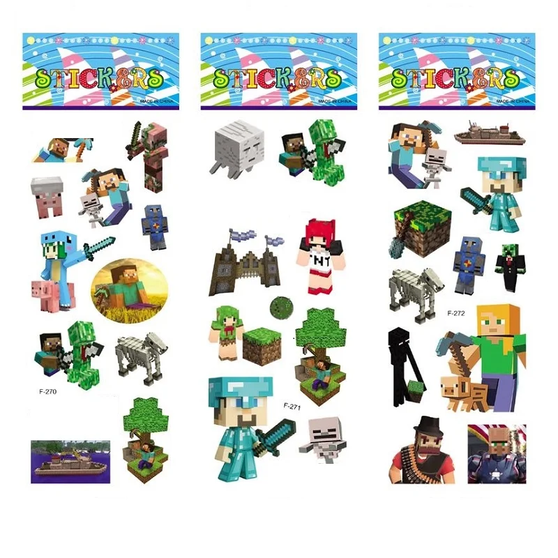 Наклейки на тему майнкрафта 10 шт./компл. водостойкие синие Алмазный меч скейтборд