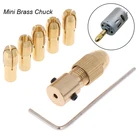 Патрон для сверления 0,5-3 мм, 7 шт., набор быстрозажимных патронов для мини-инструментов, медная папка для сверл, медный колпачок, осевой Цанга для сверления с гаечным ключом