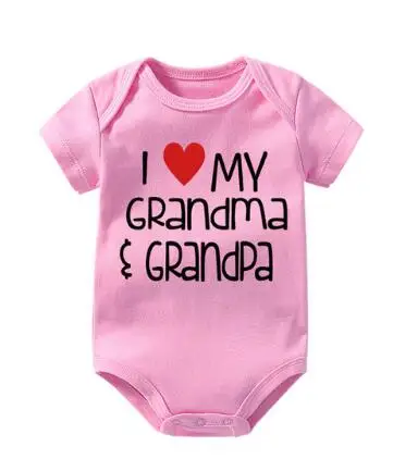pink grandpa Culbutomind/летние белые комбинезоны с короткими рукавами и надписью «I Love My Grandma», «Дедушка» Для малышей года, милая одежда для маленьких мальчиков - Цвет: pink grandpa