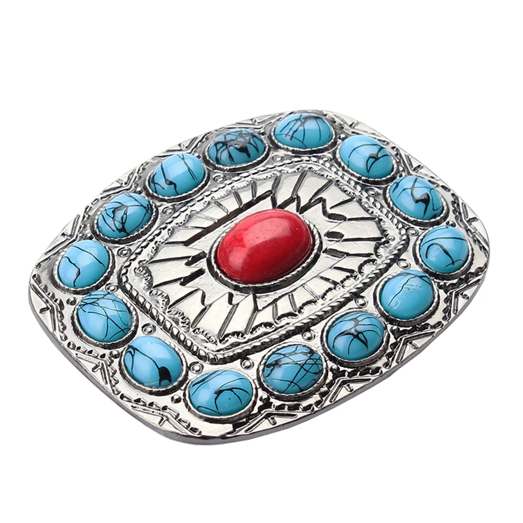 Античный Родео Бирюзовый бисер Западный ковбойский Овальный металлический