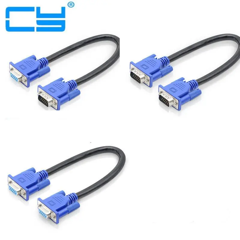 

30cm 50cm HD15Pin VGA D-Sub Short Video Cable Cord Male to Male M/M Male to Female and Female to Female RGB Cable for Monitor