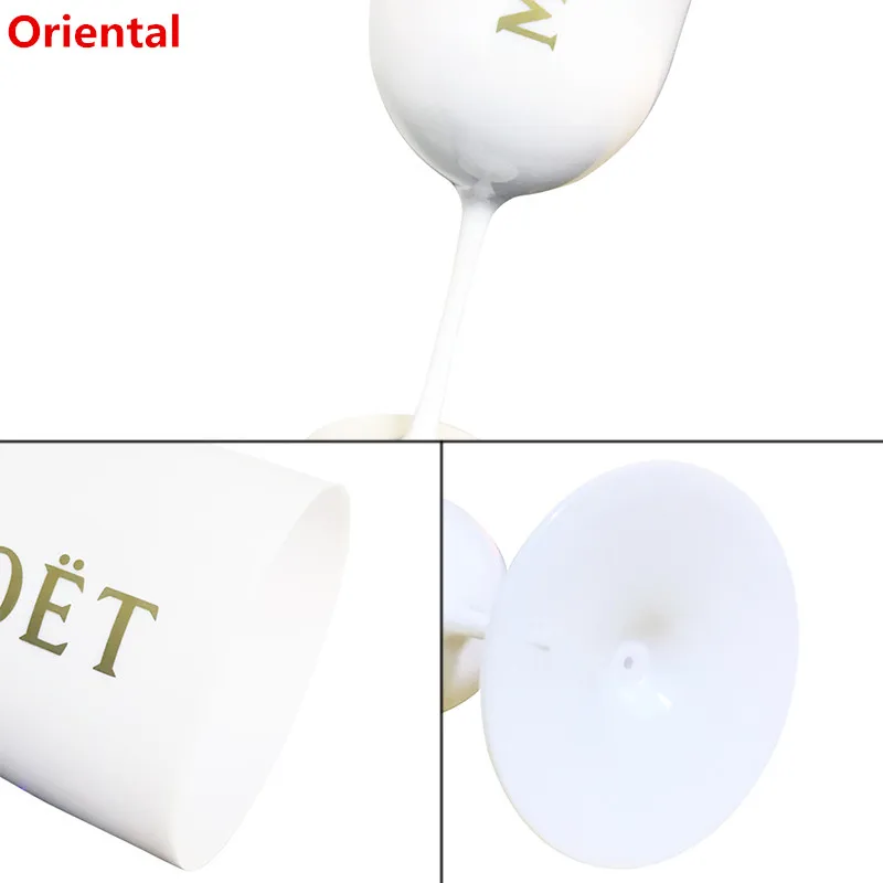 

White Moet Plastic Glasses Celebration Party Drinkware Drink Wine Glass Cup Champagne Glass Electroplated Cups Cocktails Goblet