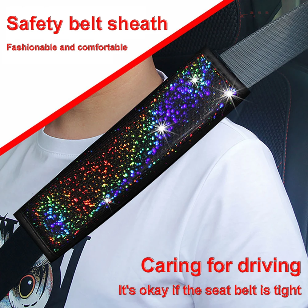 

2PCS Universal Glimmer Car Seat Belt Shoulder Pads Luster Shiny Rhinestones Car Safety Belt Car Decor Accessories for Women