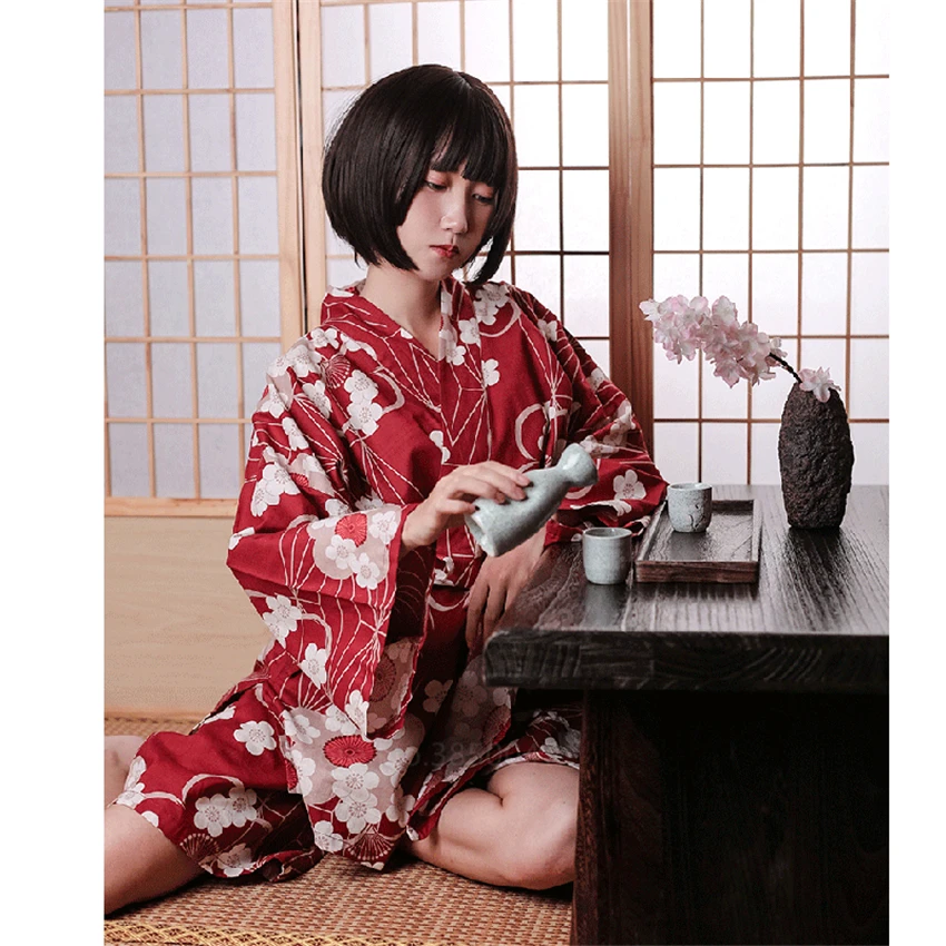 

Халат женский хлопковый, с принтом Сакуры и гейши