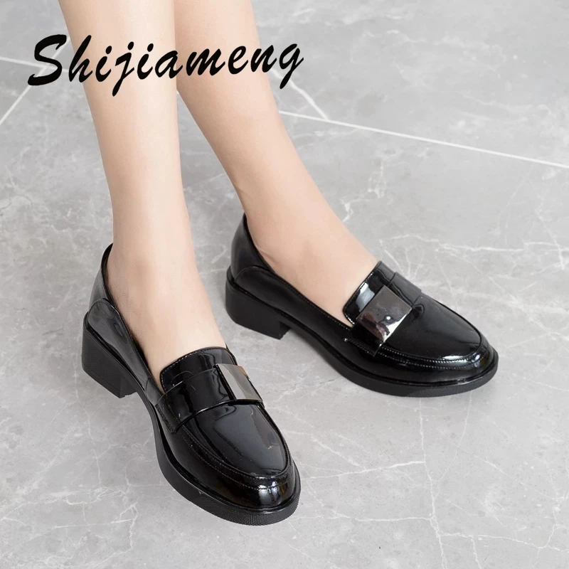 Women Vintage Shoes 2020 Brand Office Ladies Loafers Leather Fashion Metal Decoration Slip On New Spring Autumn | Обувь