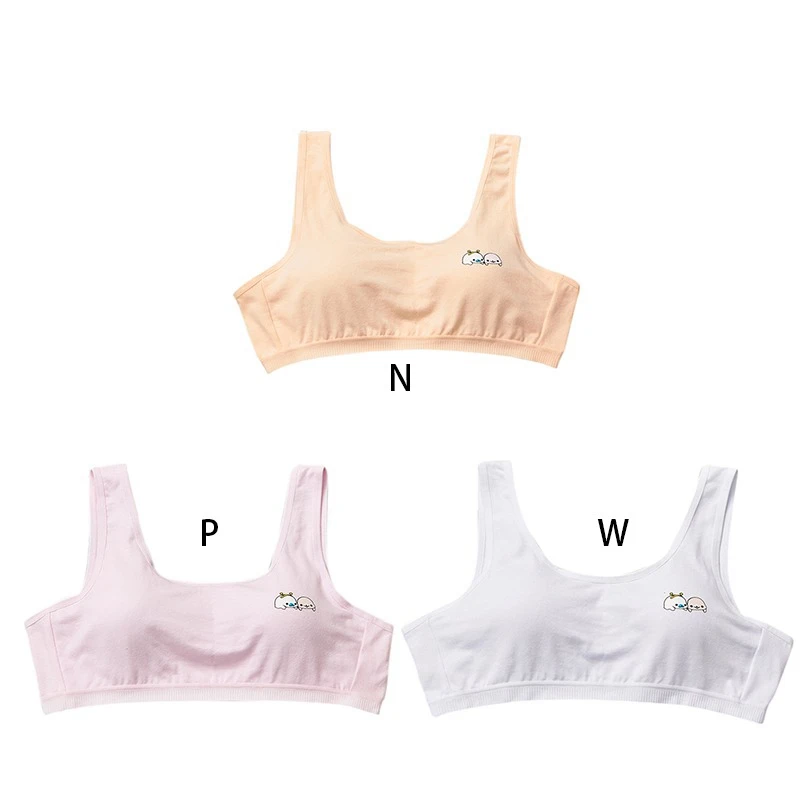 Подростковый комплект для девочек; летние хлопковые UnderwearSolid Цвет мультфильм печатных бесшовные для подростков; Бюстгальтер для подростков; мягкое удобное нижнее белье