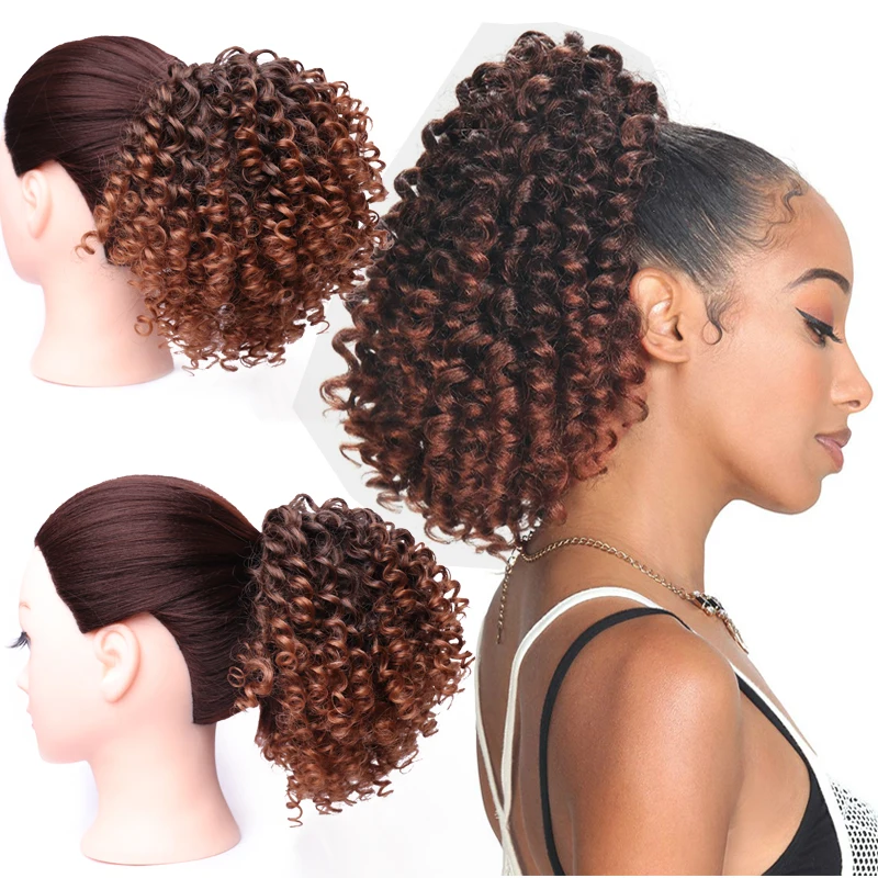 Кудрявый кудрявый накладной хвост афро кудрявые накладные волосы синтетические