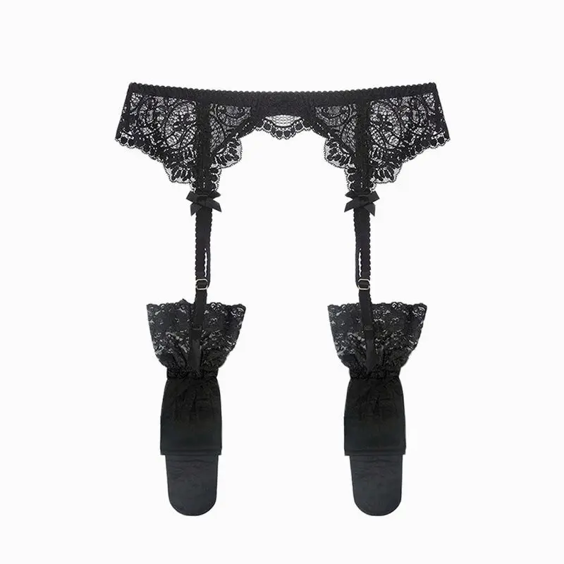 

Varsmiss lace garter transparent ultra-thin underwear bow intimates garter +stockings 2 pcs for ladies