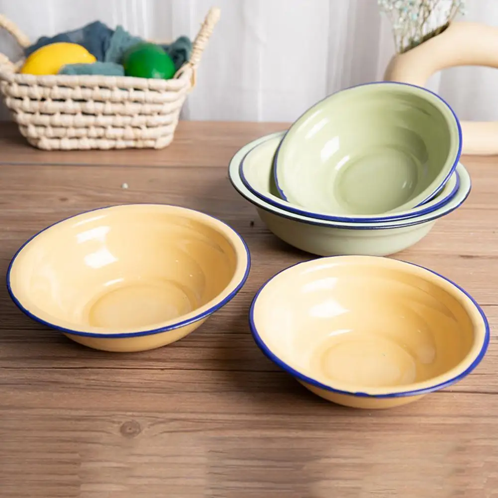 

Hot Sales!!!Bowl Durable Vintage Enamel Multifunctional Soup Plate for Kitchen