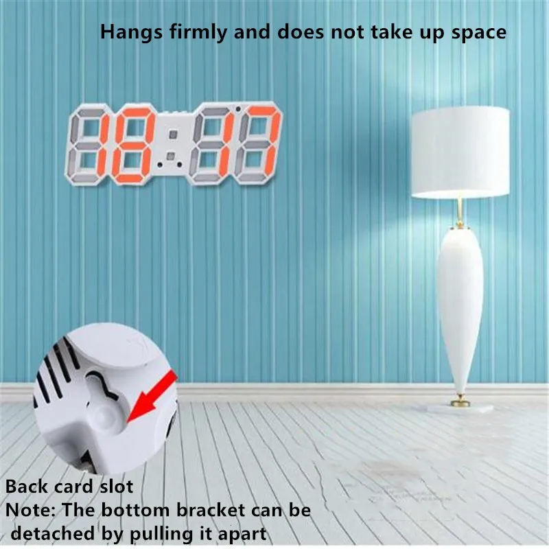 

3D Electronic Alarm Clock Weekend Alarm Power Off Memory Automatic Light-Sensing Mode Digital LED Clocks For Living Room