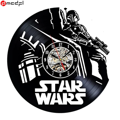 Домашний живой звезда йода WarsClock CD Виниловая пластинка настенные часы Декор 3D Висячие часы Вейдер украшения - Цвет: 8