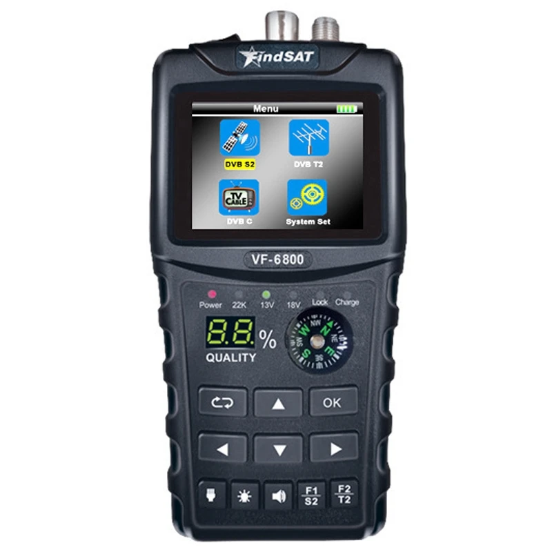 VF 6800 DVB T2 S2 C спутниковый Finder СБ метр 2 4 дюймов ЖК дисплей T S HD цифровой сатфингер