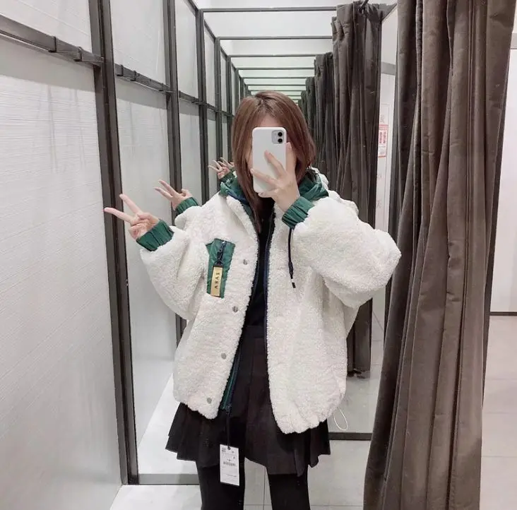 HCBLESS женская зимняя новая флисовая куртка свободная большой размер овечья шерсть