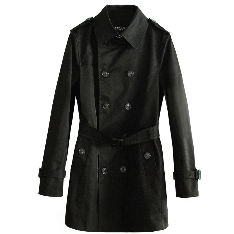 Новые мужские пальто средней длины Роскошные однотонные двубортные куртки и