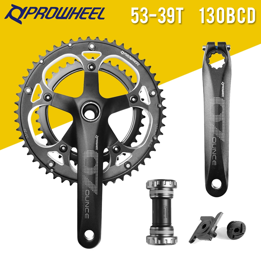 

Prowheel Road Bike Crankset 9S/10S Double Chainring Crank 39-53T chainring BB Bottom bracket 170mm/172.5mm/175mm Crank 903g