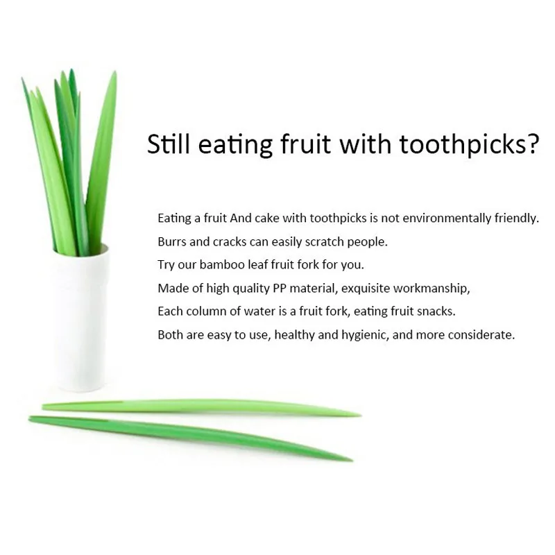 

Creative green bamboo leaf fruit fork, beautiful fruit fork, sale good quality and convenient Home Room Product Accessories