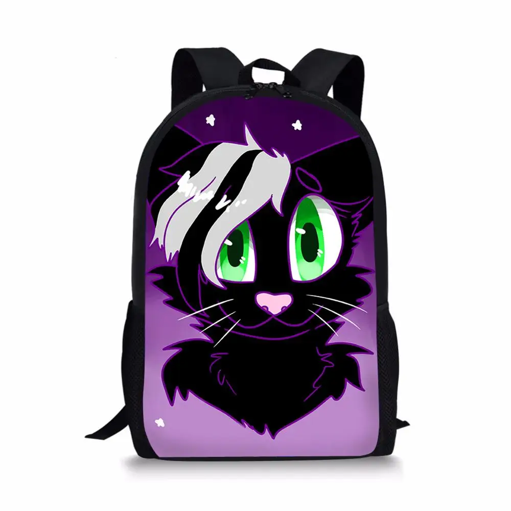 Children's Backpack Cartoon Gothic Cats Prints Pattern School Bag Kids Cute Book Bag Teenager Girls Schoolbags Mochila