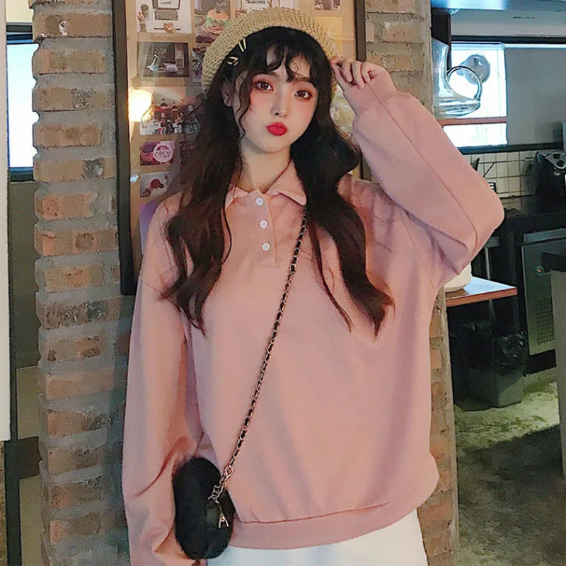 Женский пуловер с длинным рукавом Kawaii повседневный Толстый Пуловер отложным