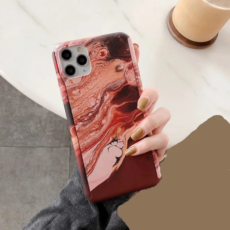 Модный Твердый чехол для iPhone 11 Pro Max XS Max X XR 6 6S 7 8 Plus с полной защитой, 360 градусов, пластиковый чехол - Цвет: 360 Marble 4