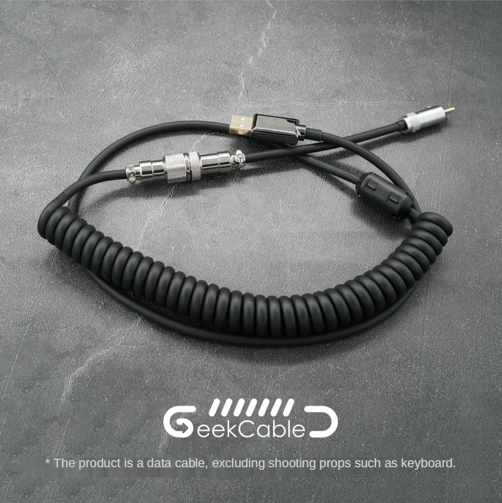 

GeekCable Handmade Customized Mechanical Keyboard Cable USB Spiral Data Cable Black Entry Model Basic Model Extension Cable