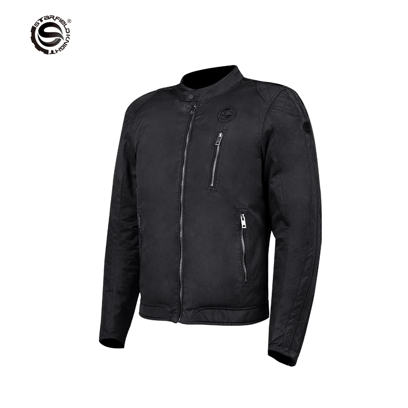 Черная стильная теплая Мужская мотоциклетная куртка SFK с защитой CE Броня и