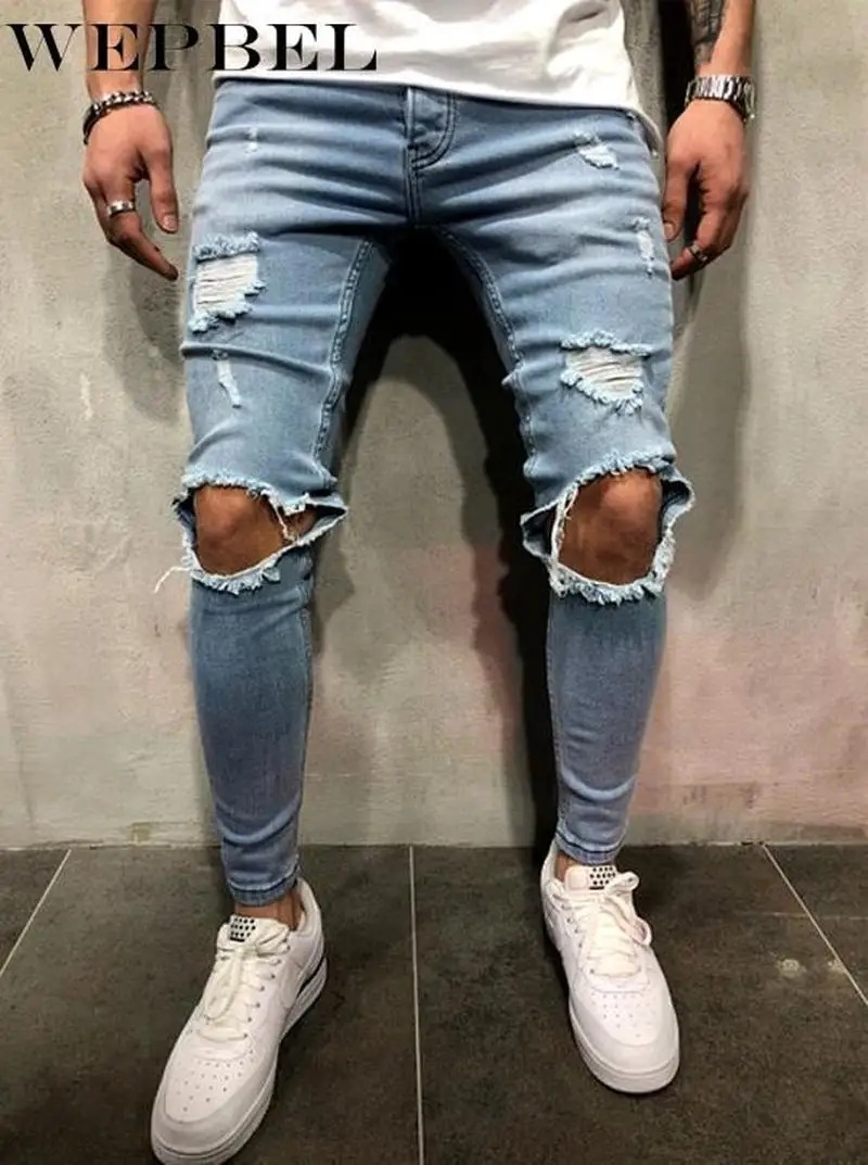 

Mandylandy Autumn Winter New Men Fashion Casual Pants Super Skinny Jeans Slim Denim Leggings Fashion Mens Trousers