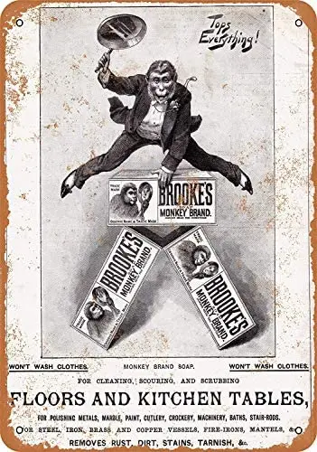 

Metal Sign - Vintage Look 1896 Monkey Brand Kitchen Soap - 8 x 12 Inches Tin Sign